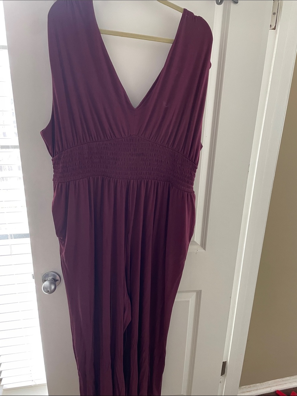 Old Navy Sleeveless V-Neck Burgundy Jumpsuit